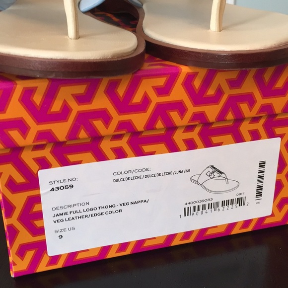 🆕Tory Burch Jamie Full Logo Sandal Dulce De Leche - Picture 4 of 8